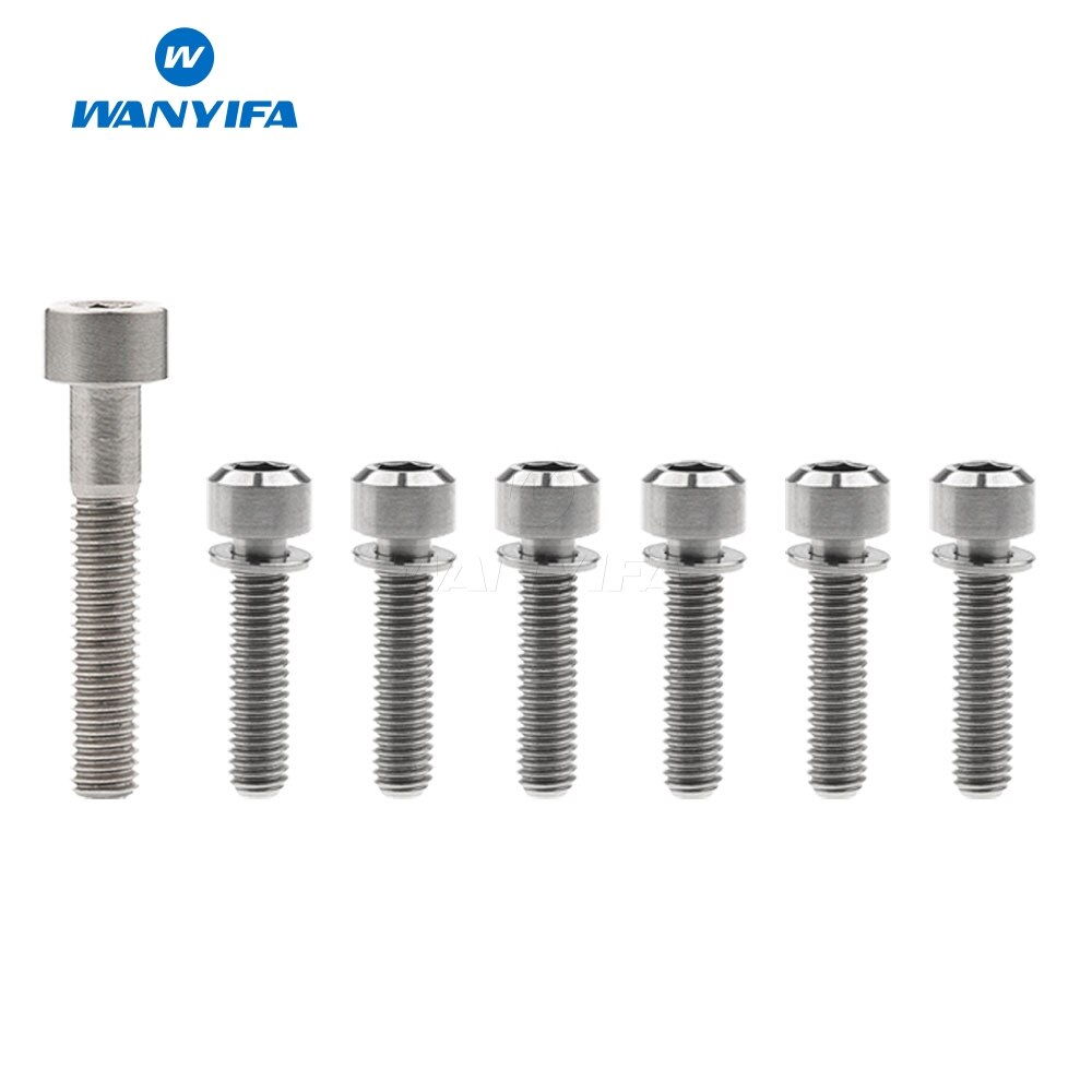 Wanyifa 6Pcs M6x16 18 20 25mm Titanium Bolt with Washers + 1Pcs M6x35mm Column Head Ti Titanium Screws Bolts: M6x25mm Titanium
