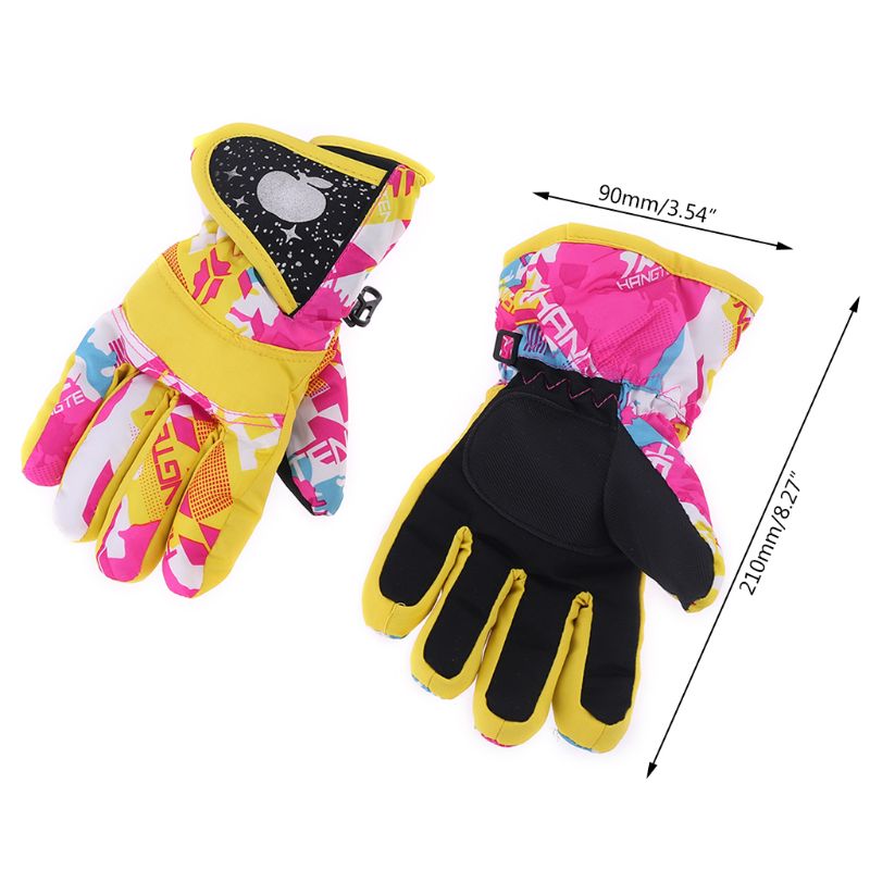 Waterproof Winter Skiing Snowboarding Gloves Warm Mittens For Kids Full-Finger Gloves Strap for Sports, Skiing, Cycling