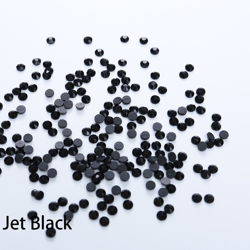 1440pcs Jet Black Strass Glanzende Kristallen Strass Solid-lijm Terug Glas Kristallen Stof Ambachten hotfix Steentjes Voor Kleding