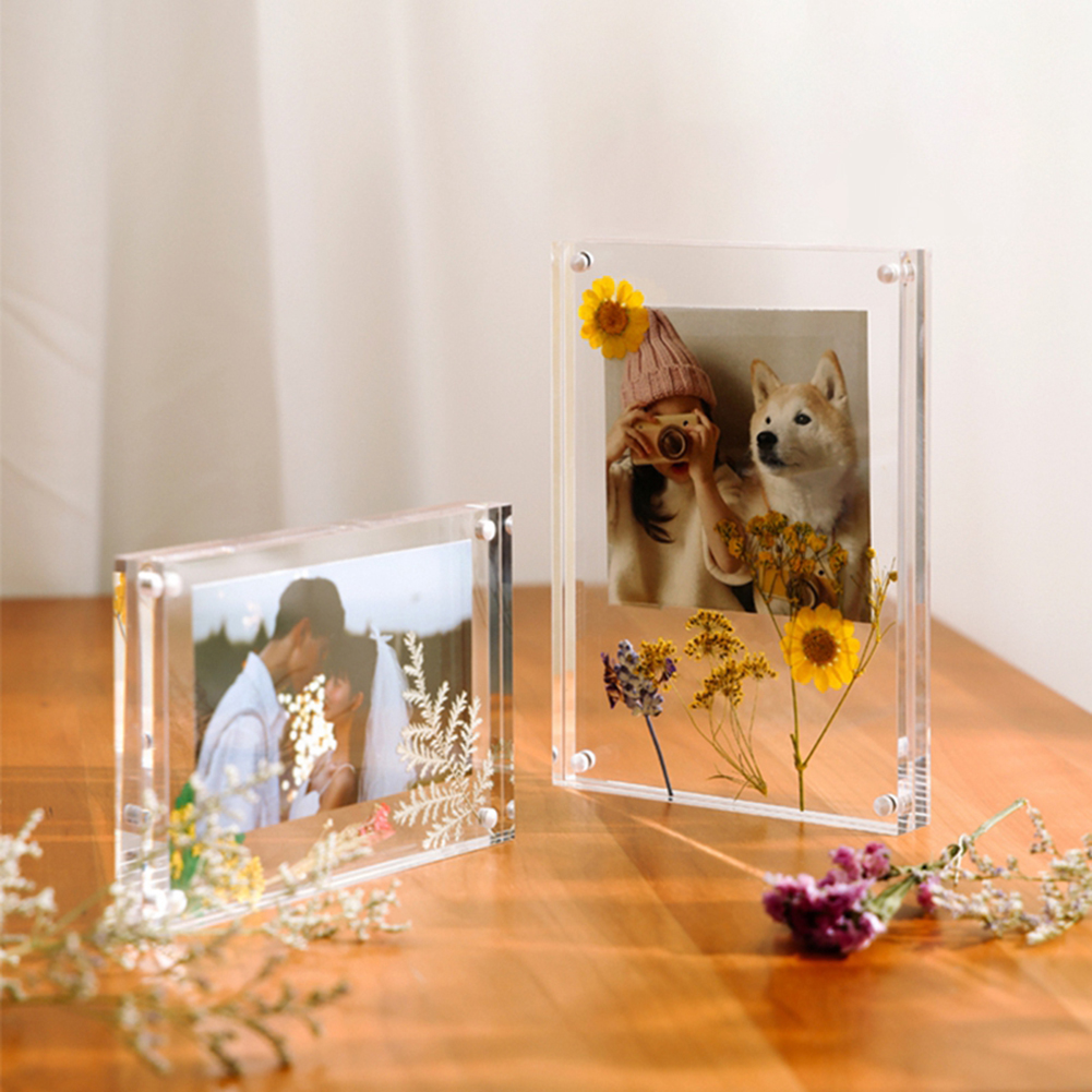 Moldura de foto acrílica transparente, suporte de exibição de pôster magnético, espessamento, moldura de foto, proteção, ornamento de mesa de escritório