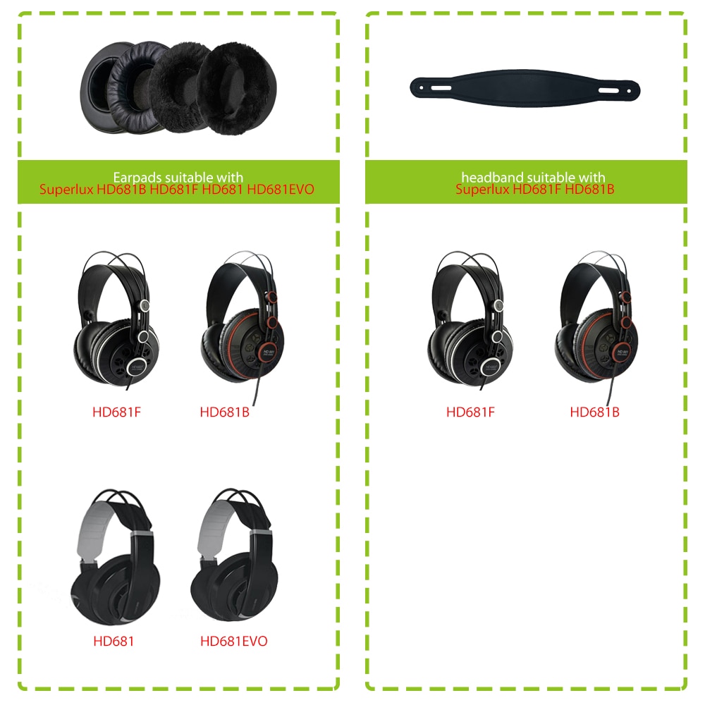 NullMini Ersatz Ohrpolster für Superlux HD681 HD681B HD681EVO HD681F Kopfhörer Leder Hülse oder Samt Kopfhörer Ohrenschützer