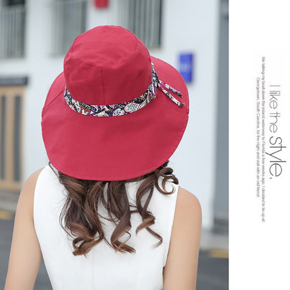 Women Lady Cotton Summer Caps UV Protection Packable Floppy Wide Brim Casual Sun Hat Fishing Fisher Visors