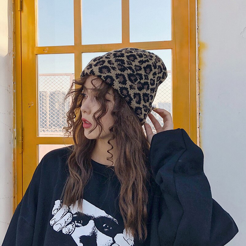 Bonnet imprimé léopard pour Femme et homme, Chapeau, Casquette, Hip Hop, tendance, collection hiver 2022