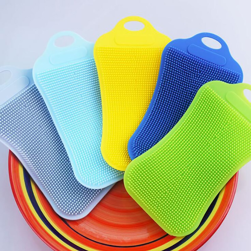 1Pc Silicone Dish Washing Sponge Scrubber Kitchen Cleaning Antibacterial Tool Dish Bowl Magic Cleaning Brush Scouring Pad Wash