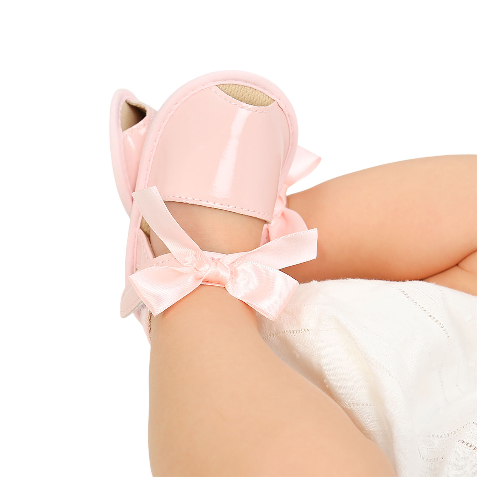 Sandales pour bébés filles, chaussures respirantes à semelle souple avec décoration à nœud papillon, pour photographie de fête