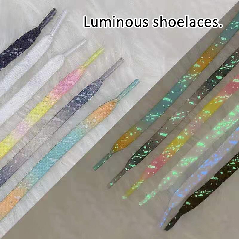 Cordones luminosos para zapatillas planas, cordones fluorescentes de lona que brillan en la oscuridad, 5 colores, 120/140CM
