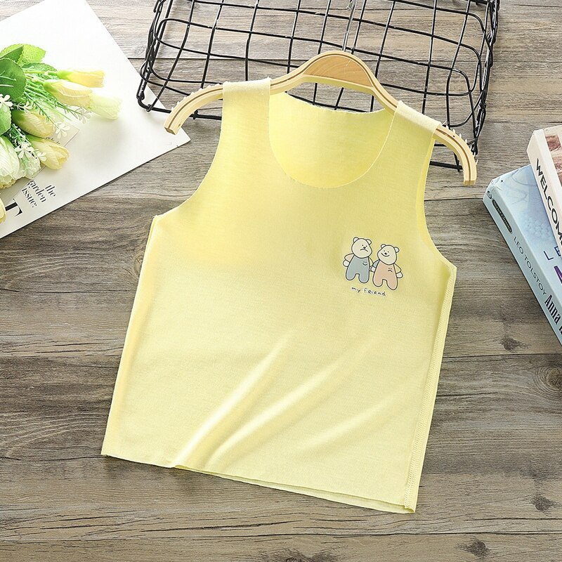 Baby Jungen Mädchen T-shirt Kinder Sommer Weste Top Ärmel Modal Baby T Kleinkind Leibchen Atmungs Tank Shirt Kid Kleidung: Yellow Vest / S