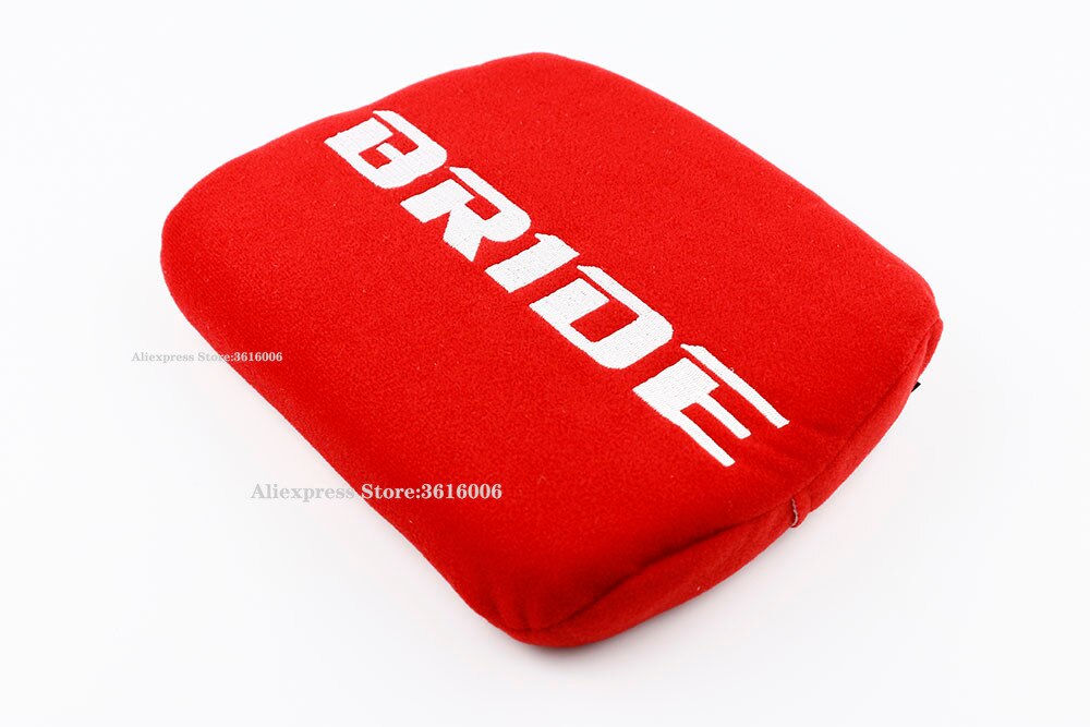1X JDM BRIDE Racing Tuning Pad For Head Rest Cushion Bucket Seat Racing: Head Pad Red-bride