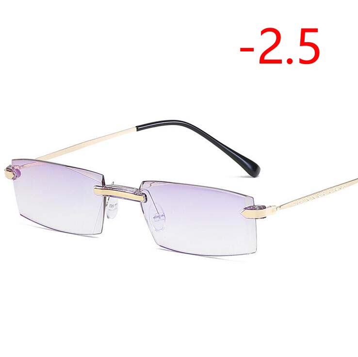 High-grade Coating Frameless Finished Myopia Glasses Women Anti-blue Light Prescription Eyeglasses -1 -1.5 -2 -2.5 -3 -3.5 -4.0: Myopia 250
