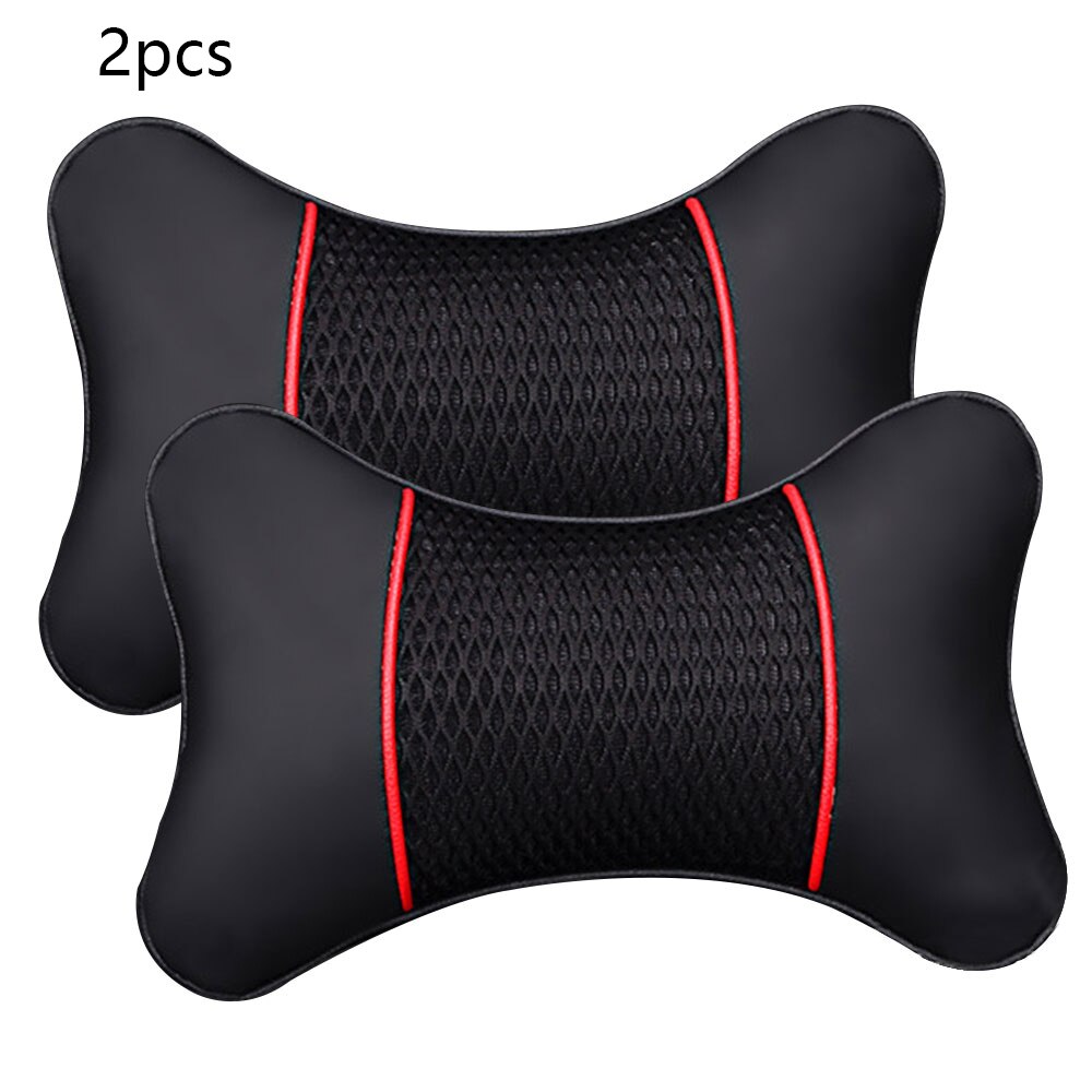 Bil nakkestøtte bilsete 3d nakkestøtte bil universell pute nakkestøtte lær stoff pustende pute nakkestøtte: 2 stk