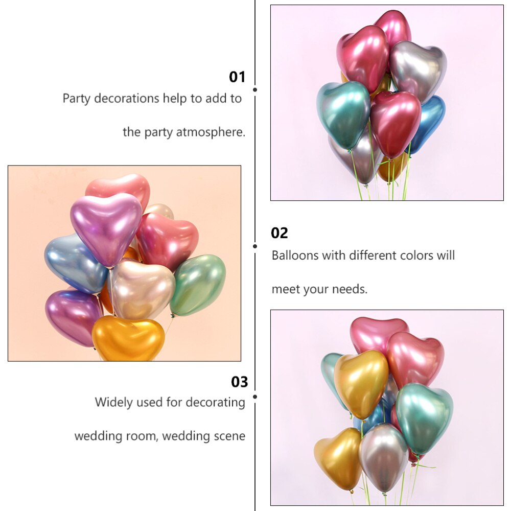 1 set van 50 stuks hartvormige latex ballonnen voor een bruiloft of verjaardag (willekeurige kleur)