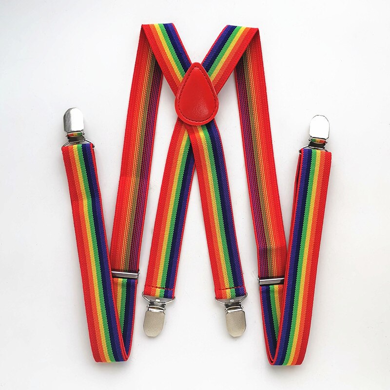 Tirantes Arcoiris de piel sintética para niños, tirante ajustable cruzado, falda, tirantes, BD015