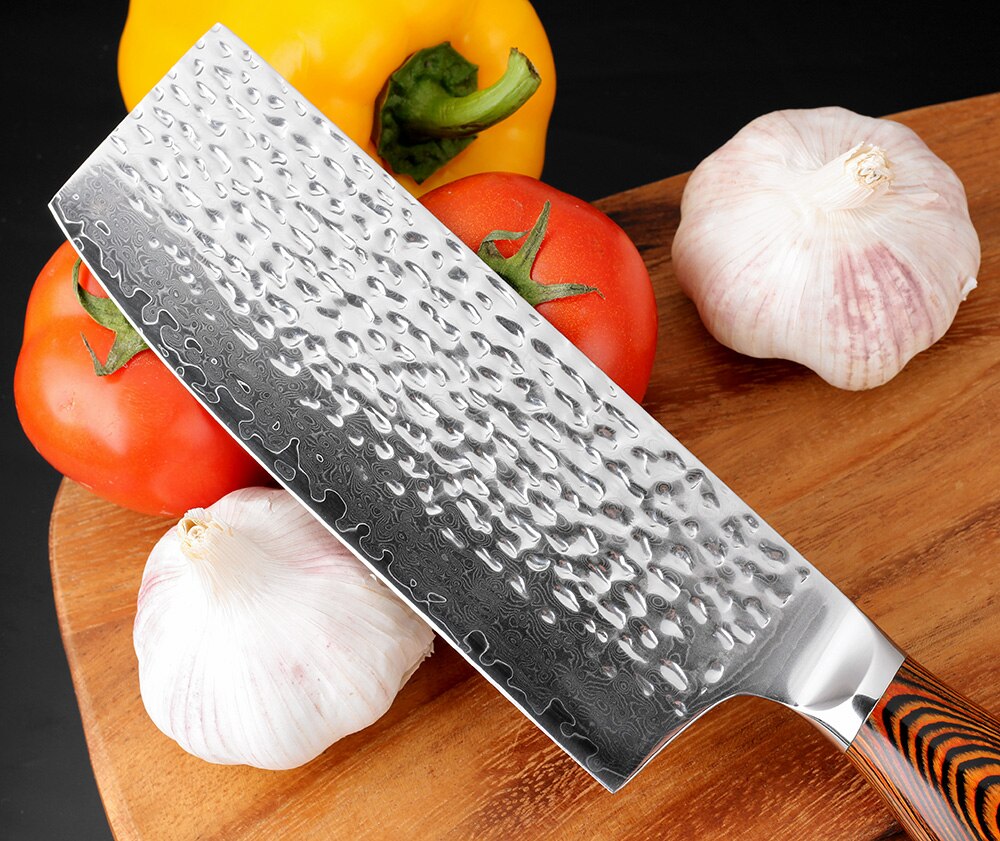 Xituo 7 + 8 "Inch Japanse Keuken Messen Damascus Staal Gesmeed Koksmes Houten Handvat Japan Staal Santoku Cleaver utility Messen