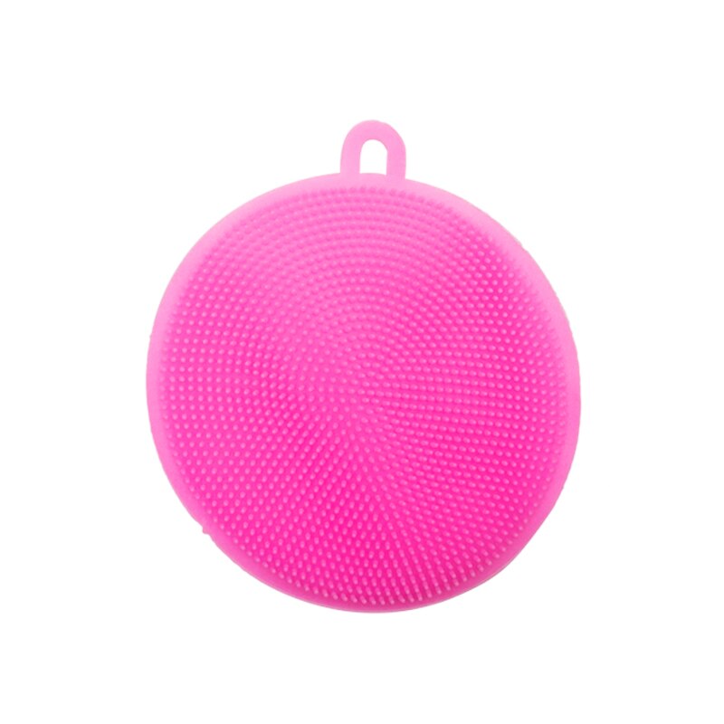 Plato de silicona lavador de esponja de frotar utensilio antibacteriano para limpieza de cocina, limpieza suave, cepillo utensilios de cocina antibacteriano: Pink