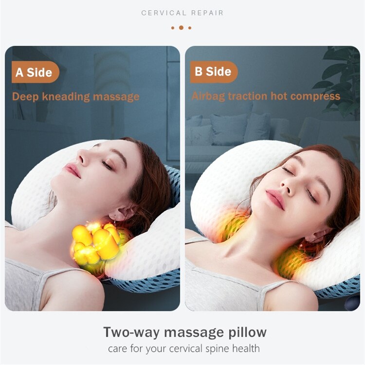 Jinkairui 8D Massage Cervicale Warm Kompres Kussen Nek Tractie Kussen Voor De Hals Pijnbestrijding Upgrade Best
