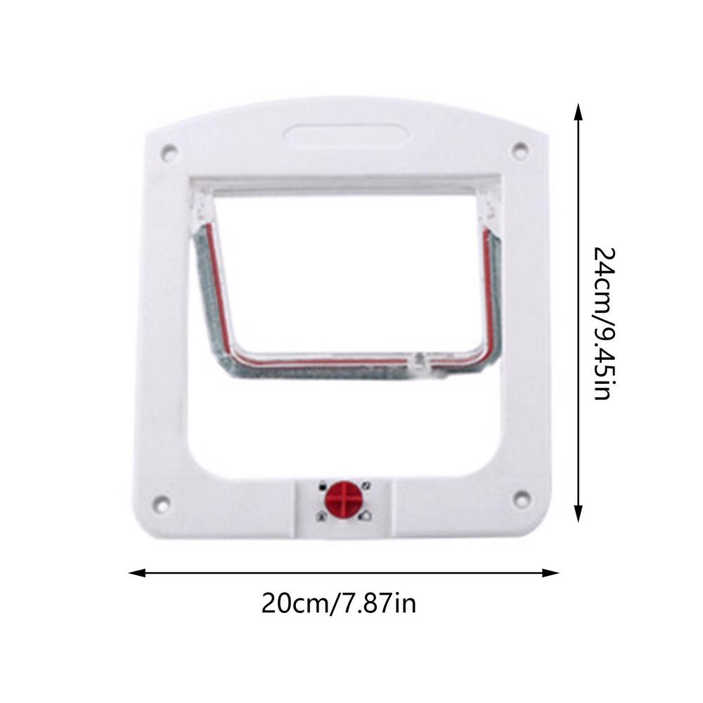 4 Way Locking Pet Security Flap Door For Dogs Cats Pet Gate Door Kit For Wooden PVC Metal Door Brick Wall Accessories: WHITE