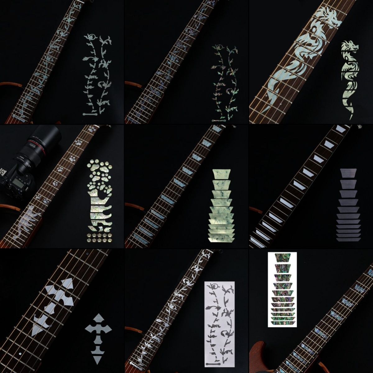 22 Styles Cross Inlay Decals Fretboard Sticker For Electric Acoustic Guitar Bass Ultra Thin Sticker Guitarra Accessories