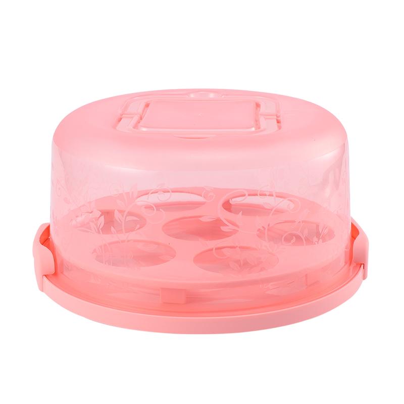 1pc Portable Cake Box Handheld Cake Packaging Food Storage Case Fresh Keeping Container with Lid: Pink