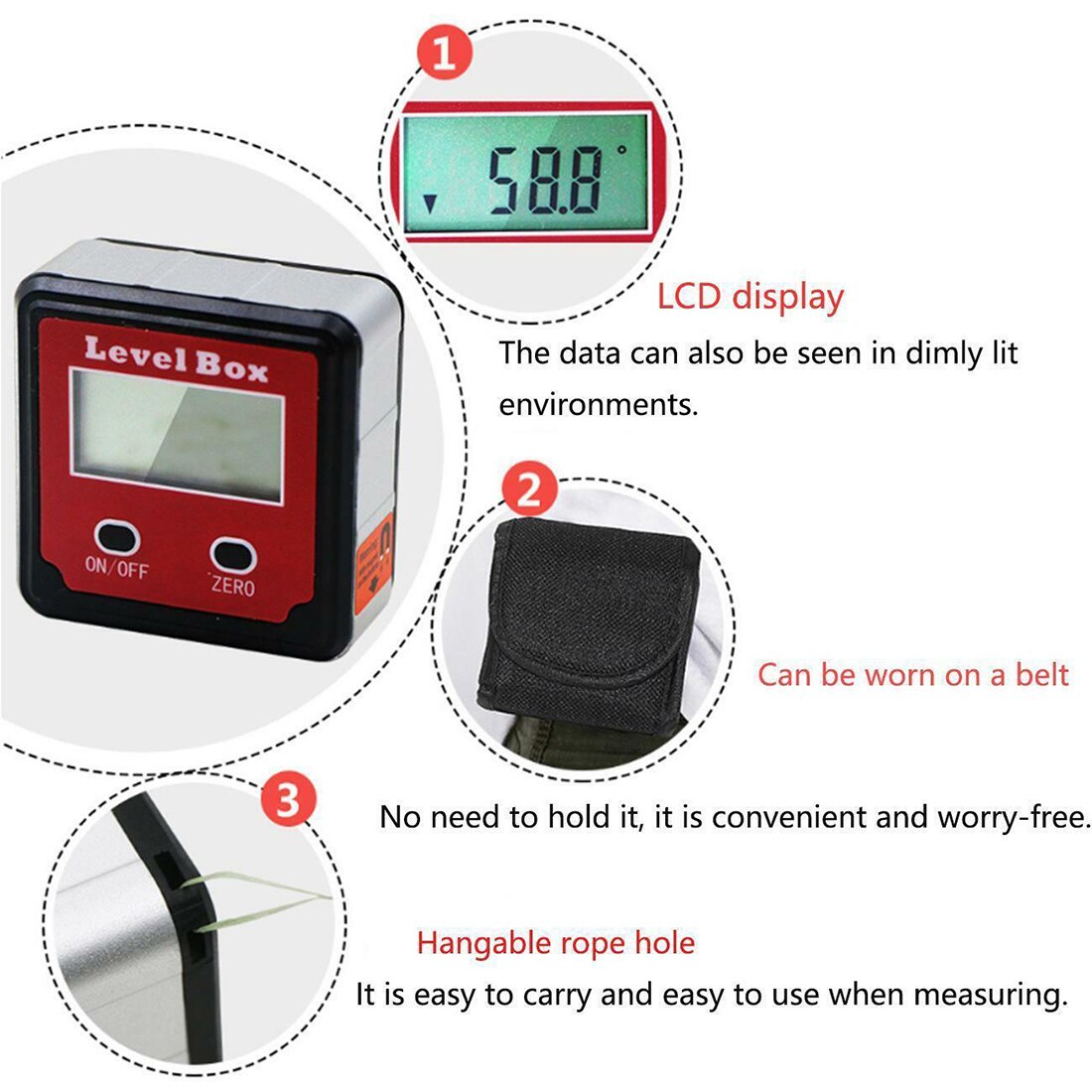 Protractor Precision Digital Network Conveyor Waterproof Inclinometer Level Instrument Box With Magnetic Base Precision Level