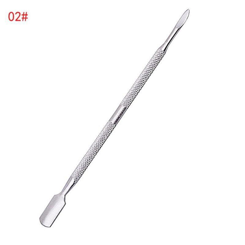 1pcs Stainless Steel Double Head Nail Art Manicure Stainless Steel Spoon Shape Pusher Dead Skin Clip Remover Manicure Tool: B