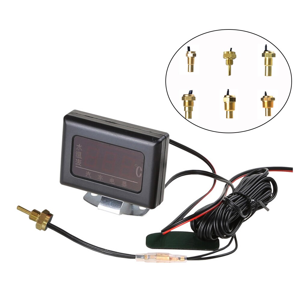 Universal Digital Water Temperature Gauge Modified Auto Engine Durable Tool Accessories Car Truck 12V 24V Tester: Gauge With 12mm