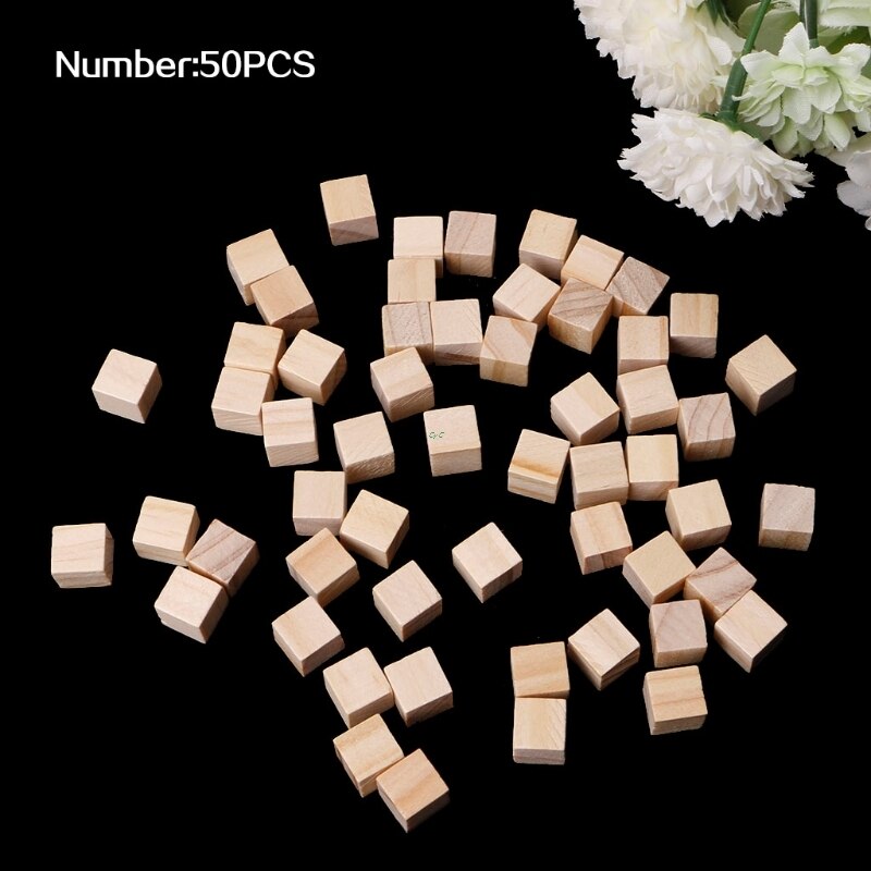 10/20/25mm Wooden Square Blocks Mini Cubes Embellishment for Woodwork Craft DIY