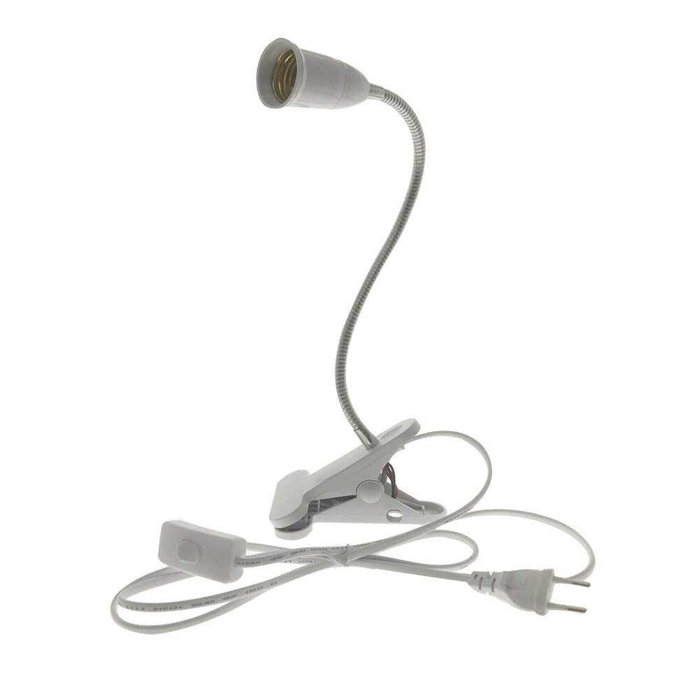 360 grader fleksibel lampeholder klips  e27 sokkel med av/på bryter eu us plugg bruk som enkel skrivebordslampe for led vokselys  e27 lampe: 1 hode / Eu-plugg