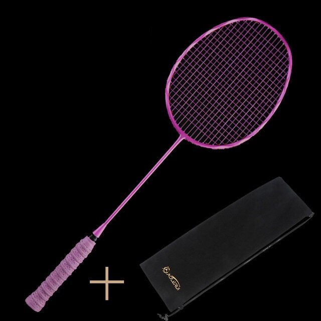 1pcs Ultralight Badminton Racket Carbon Badminton Racquet Carbon Fiber Grips Offensive Defensive Training Racket With Bag: Pink