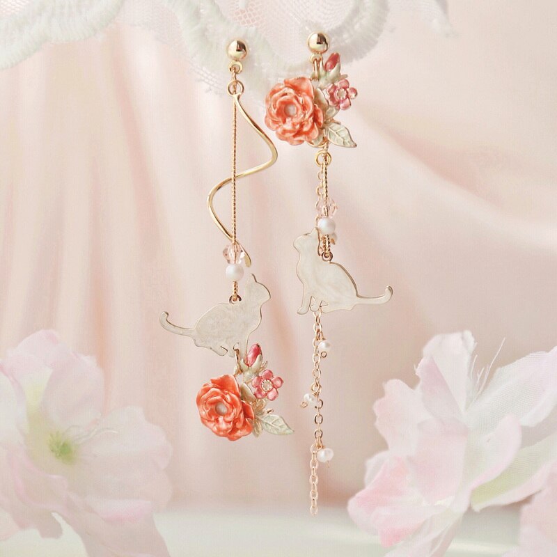Pendientes colgantes bohemios de nueva flor para mujer, aretes largos a la con borlas y flores de diamantes de imitación, joyería para y boda,: Estampado en caliente