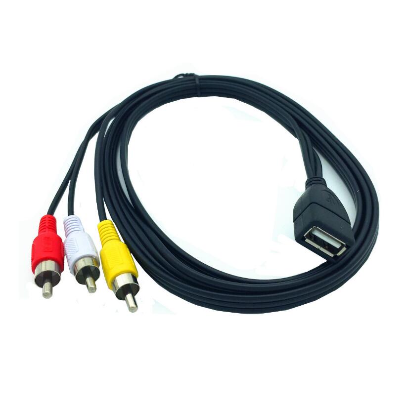 5ft 1.5m usb naaras  to 3 rca phono av kaapeli johto pc tv aux audio videosovitin kaapeli 150cm