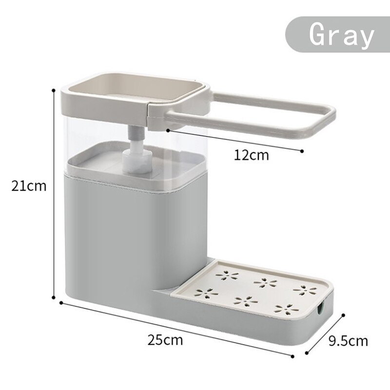 Multifunctionele Spons Rack Zeepdispenser Handleiding Vloeibare Zeep Pomp Dispenser En Spons Caddy Keuken Schoonmaken Tool Opslag: 3
