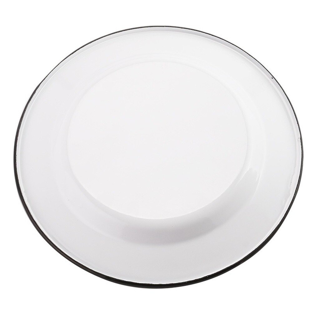 15-26cm Thick Enamel Bowl Household Disc Breakfast Tableware Dinner Plate European Enamel Tableware Set White Crimping