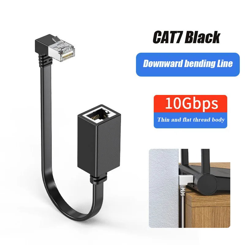 90-stopniowe złącze kabla sieciowego RJ45 Kot7 ultra płaski 10G rj45 Ethernet Przedłużacz kabli Lan robić laptopa router TV skrzynka: Pomarańczowy / Poniżej 5 Sztuk