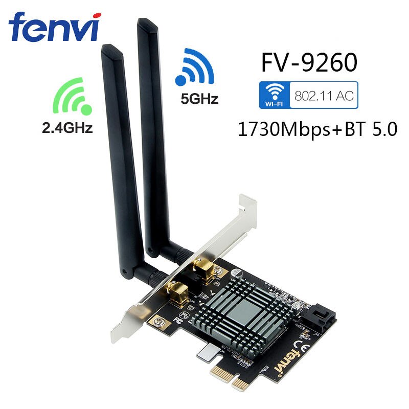 Fenvi wireless-ac pci express wifi-adapter med intel 9260 dual band 1730 mbps bluetooth 5.0 802.11ac wi-fi-kort til stationær pc