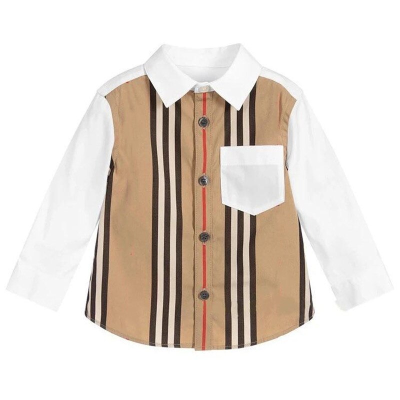 Chemise à rayures pour garçons, Style, col rabattu, manches longues, vêtement en pur coton pour enfants,: YELLOW / height(130cm 7T