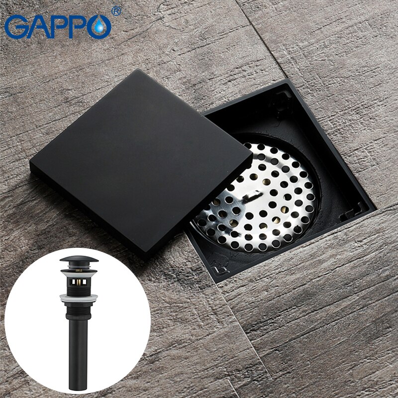 Gappo Drains Zwart Douche Floor Drains Plus Wassen Gootsteen Stop Badkamer Drain Plug Messing Afvoerputje Cover Anti Geur Sink afval