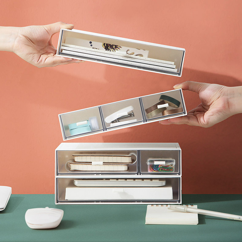 Empilable grande capacité boîte de rangement cosmétique maquillage tiroir organisateur bijoux maquillage conteneur bureau articles divers boîte de rangement