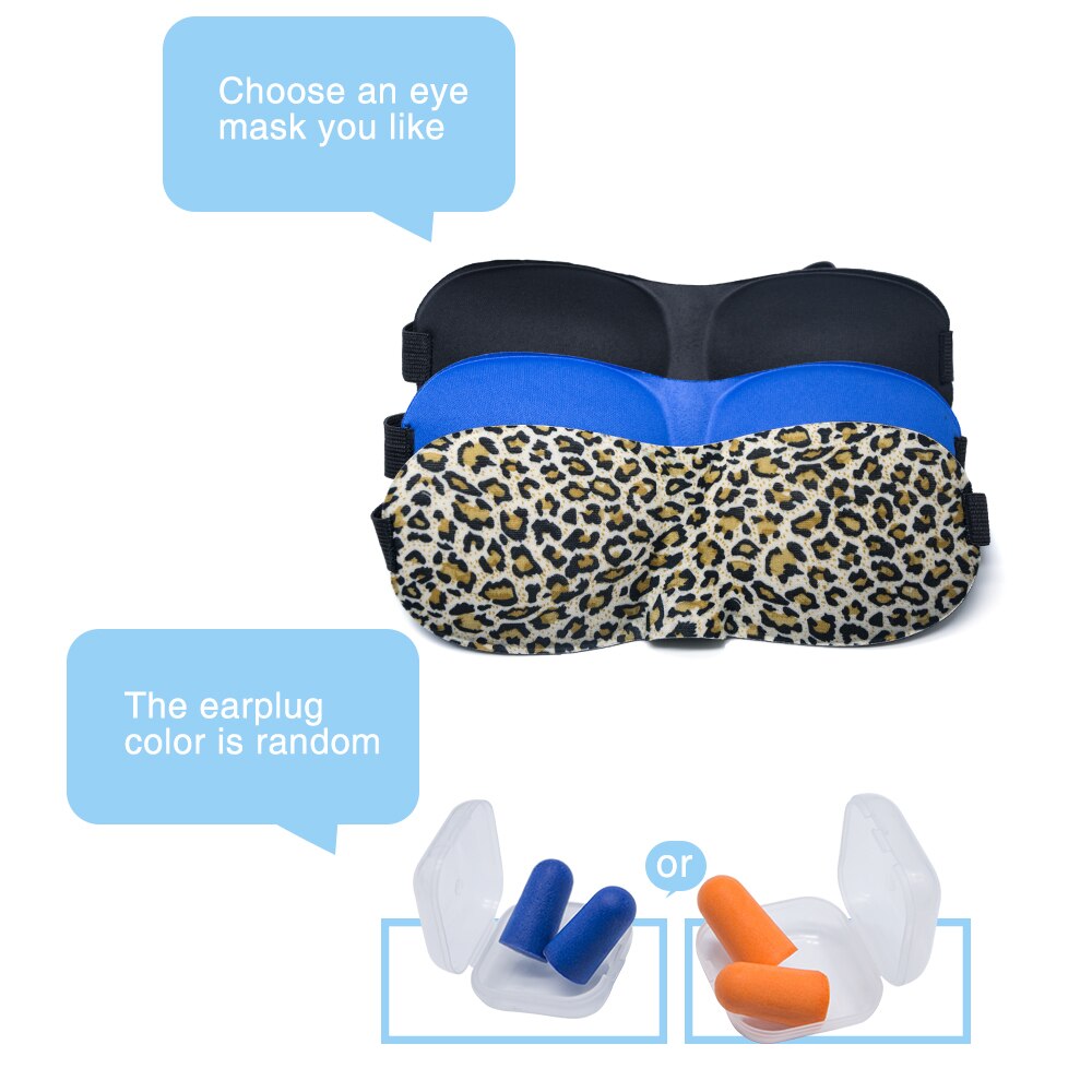 3D Memory Foam Eye Mask with Ear Plugs Eyeshades Travel Set for Sleeping Work Study Rest Sleep Mask Soft Sponge Pad Cover
