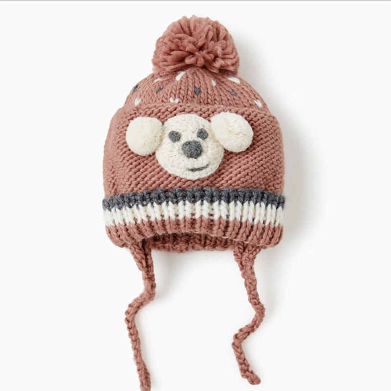 Baby sød tegnefilm vinterhue kaniner ræve bjørnehue strikket sød tegneseriehue vinter baby småbørn pige dreng varm sød hue