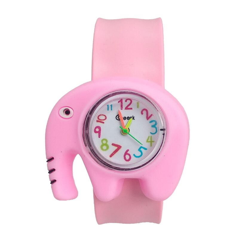 3D Olifant Horloge Kinderen Leren Tijd Speelgoed Klok Meisjes Horloge Voor Kids Kinderen Jongens Horloges Kids Digitale Elektronische Horloge: Roze