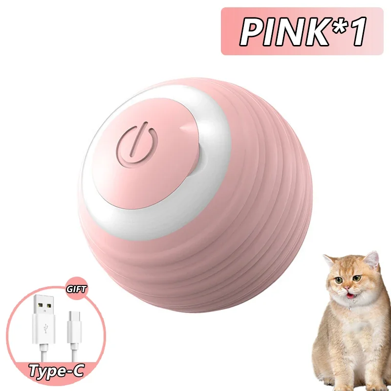 Kattenspeelgoed Interactieve slimme bal Gatos Indoor Automatische rollende magische bal Elektronische interactieve kattenspeelgoed Kattengameaccessoires: Roze