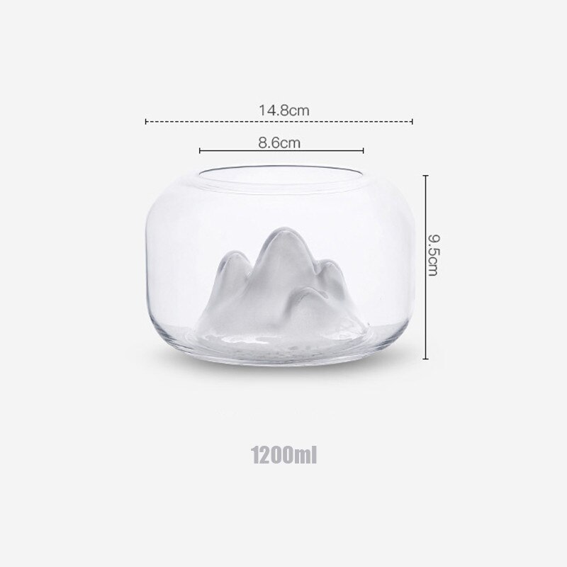 Sne bjerg gennemsigtig glas fisketank mini fiske skål til guld fisk rumle fisk hjem indretning til stuen valentinsdag