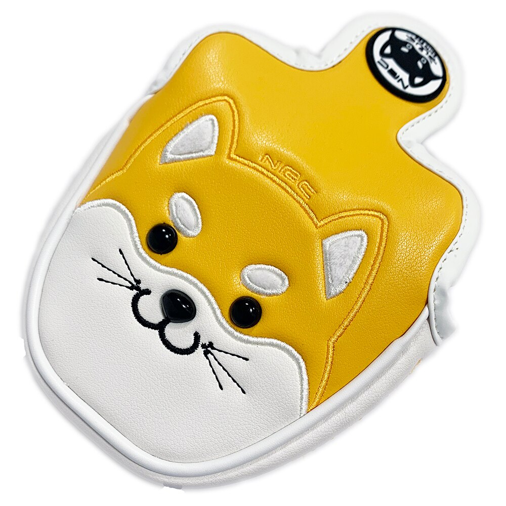 Putter Cover Leuke Akita Golf Headcover Voor Mallet Putter Pu Leer Magnetische Sluiting Golf Club Head Protector: Yellow