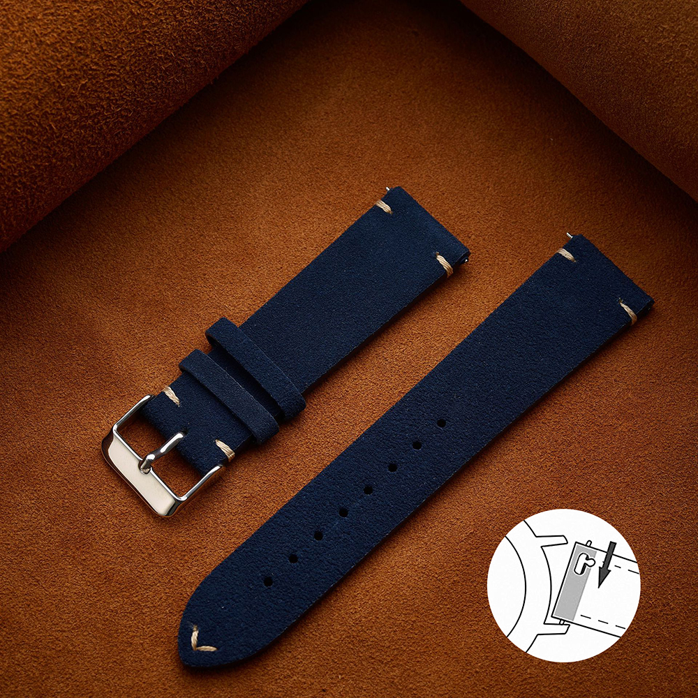 Correa de ante suave de liberación rápida, pulsera de 14mm, 16mm y 18mm, correas de reloj marrones de 20mm y 22mm, pulsera de piel de becerro, accesorios para mujeres y hombres: Negro y gris / 20 mm