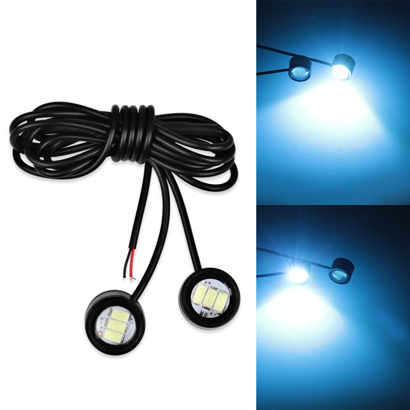 2 Stuks Motorcycle Led Strobe Light Flash Waarschuwing Remlicht 12V Spotlight Fish Eye Lens Lamp Amber Rood Blauw decoratieve Lamp: Ice Blue Strobe