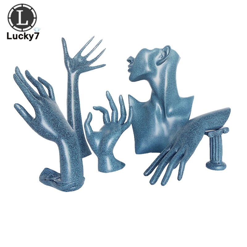 Resin Side Face Portrait & OK Hand Model Necklace Jewelry Stand Storage Earrings Hanging Bracelet Ring Jewelry Display Props