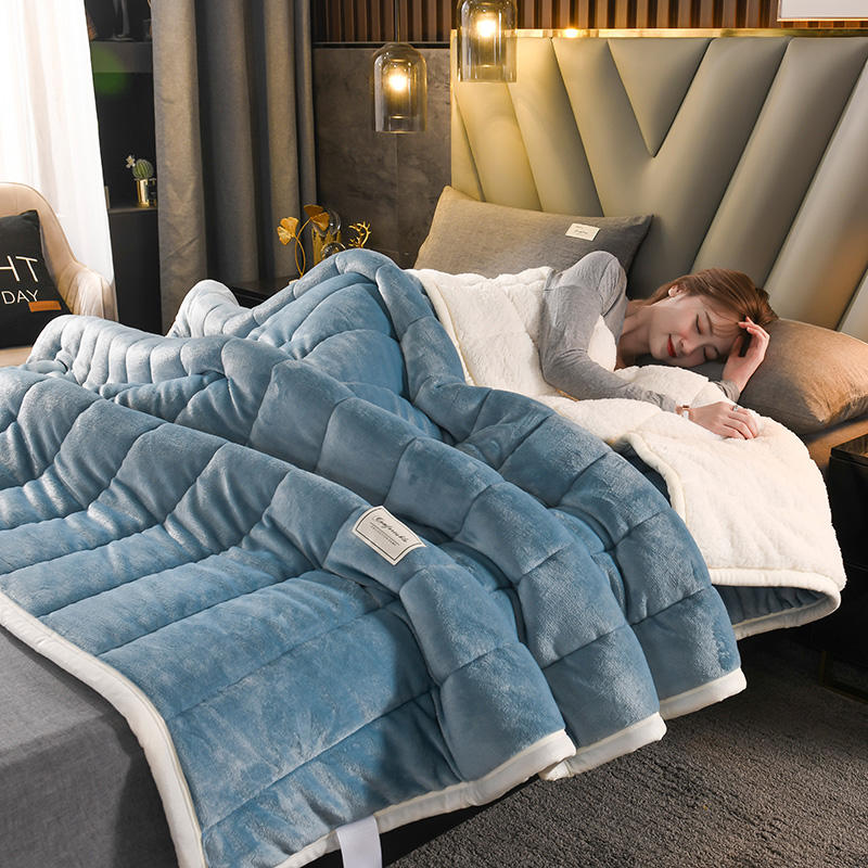Mmermind 3 Schichten Stepp Solide Vlies Decken Und Wirft Erwachsene Dicke Warme Winter Decke Super Weiche Bettdecke Tröster Luxus: Stil5 / 150x200cm