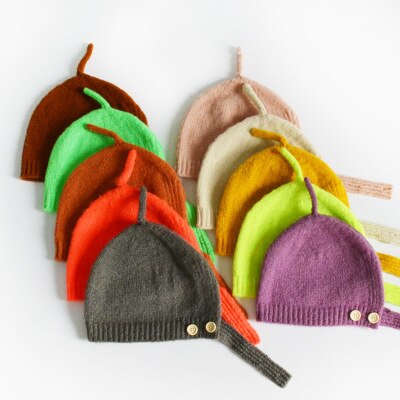 Geborduurde letters effen kinderwintermuts wollen streep gebreide kindermuts gehaakte meisjesmutsen winter jongensmuts babymutsen