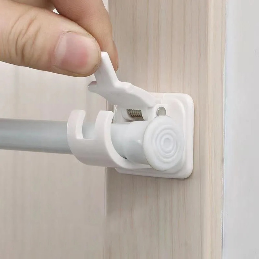 2 Stuks Verstelbare Gordijnroede Clip Zelfklevende Klem Haak Gordijnroede Houder Muur Beugel Houder Nagelloze Muur Opknoping Clip