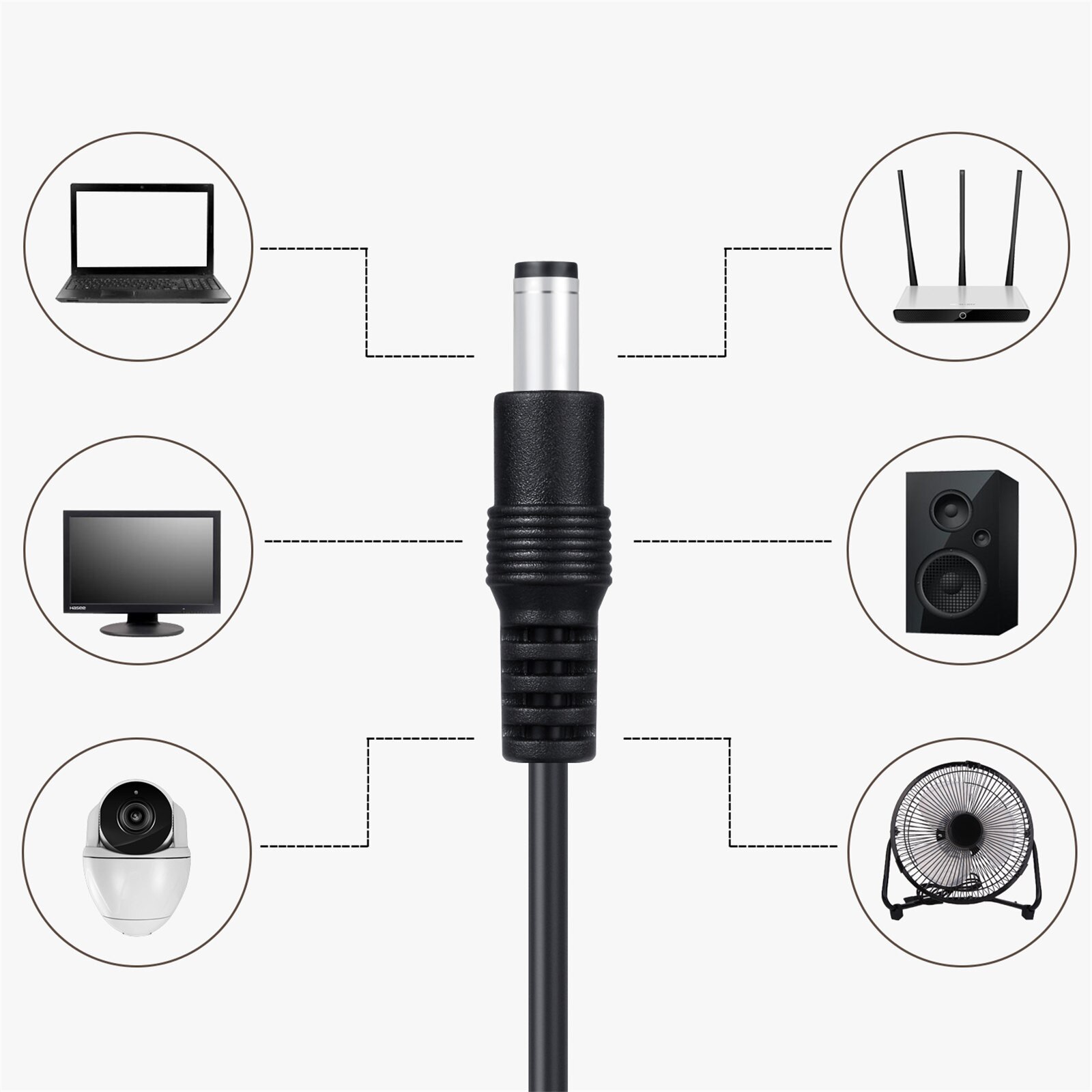 USB To DC Converter Universal Laptop Charging Cable Cord with 8 interchangeable Plug Connectors For USB-HUB /Camera /Tablet